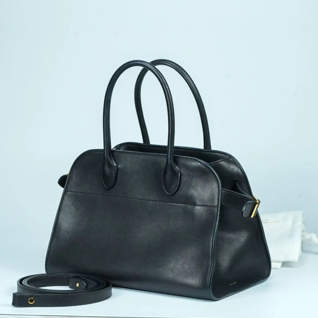 THE ROW ザ・ロウ Margaux 10 サドルレザー ハンドバッグ 黒