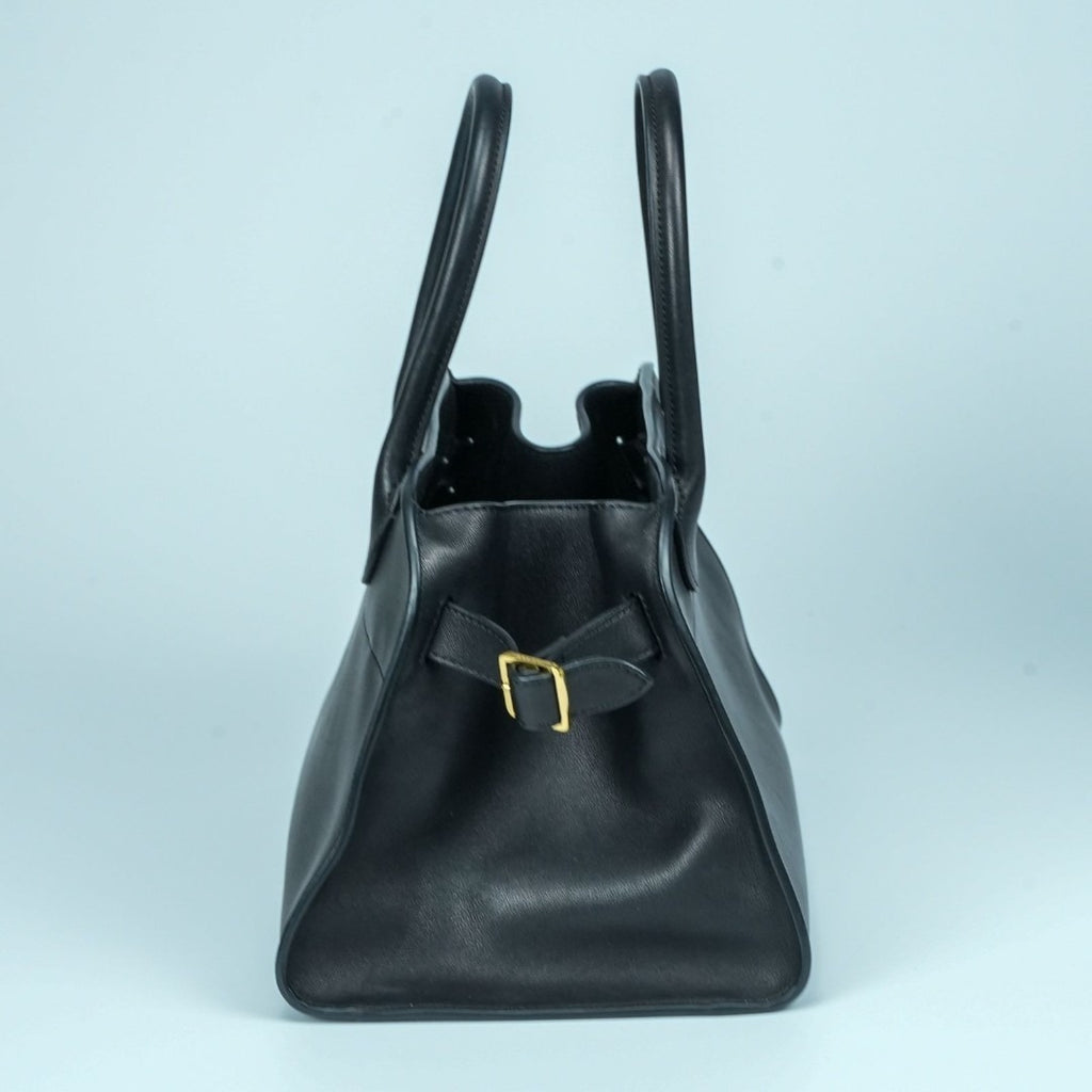 THE ROW ザ・ロウ Margaux 10 サドルレザー ハンドバッグ 黒