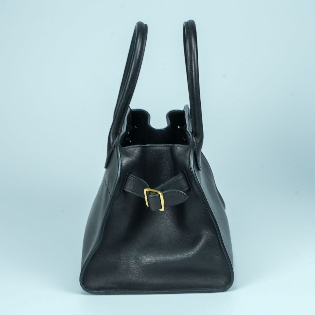 THE ROW ザ・ロウ Margaux 10 サドルレザー ハンドバッグ 黒