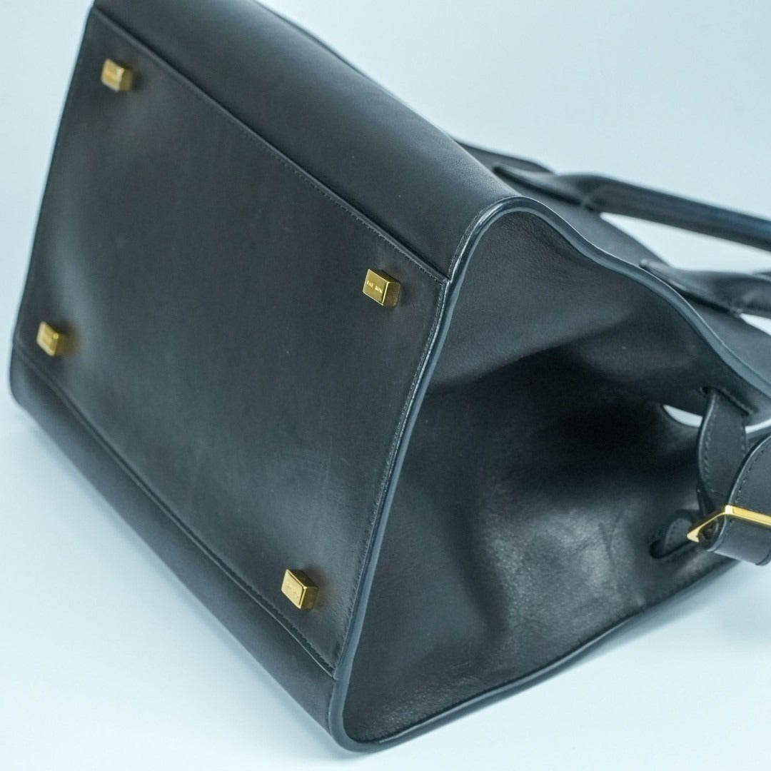 THE ROW ザ・ロウ Margaux 10 サドルレザー ハンドバッグ 黒