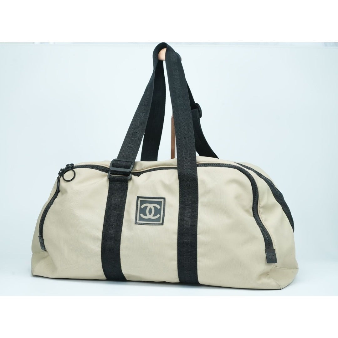 CHANEL スポーツライン ココマーク ナイロン キャンバス ベージュ