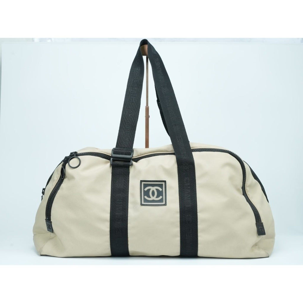 CHANEL スポーツライン ココマーク ナイロン キャンバス ベージュ
