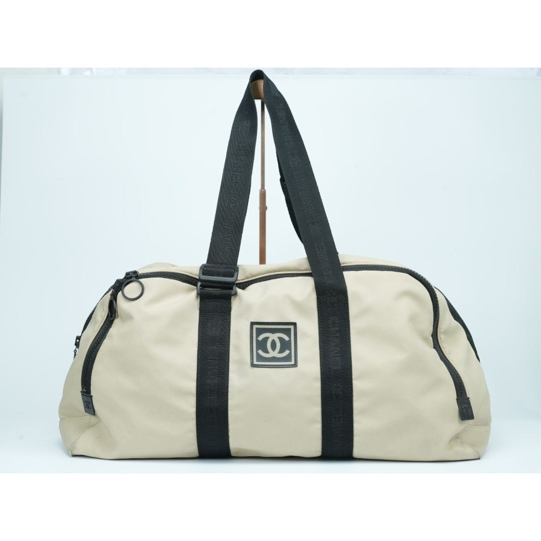 CHANEL スポーツライン ココマーク ナイロン キャンバス ベージュ