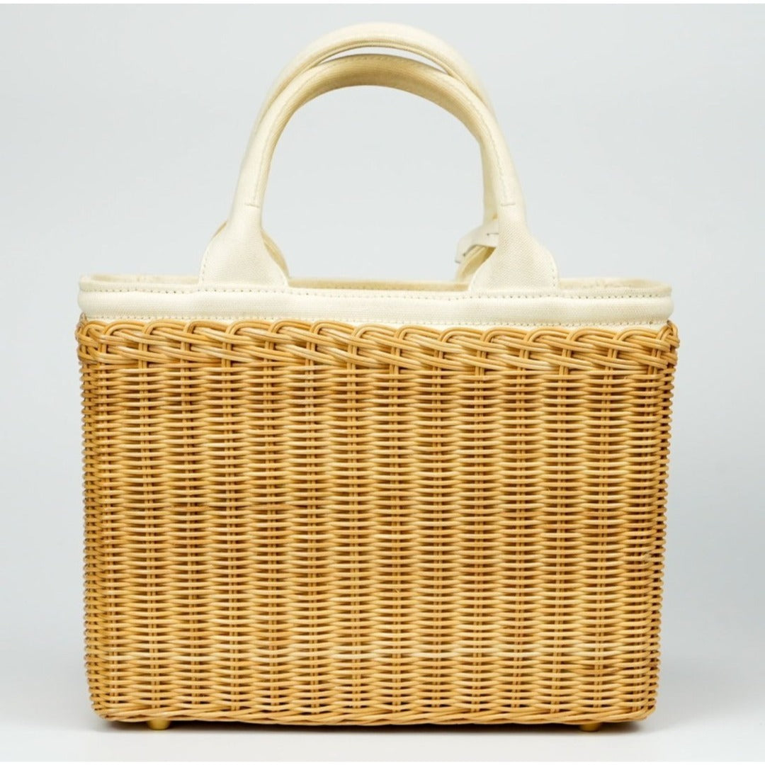 PRADA プラダ カナパ カゴバッグ ウィッカー ラフィア キャンバス