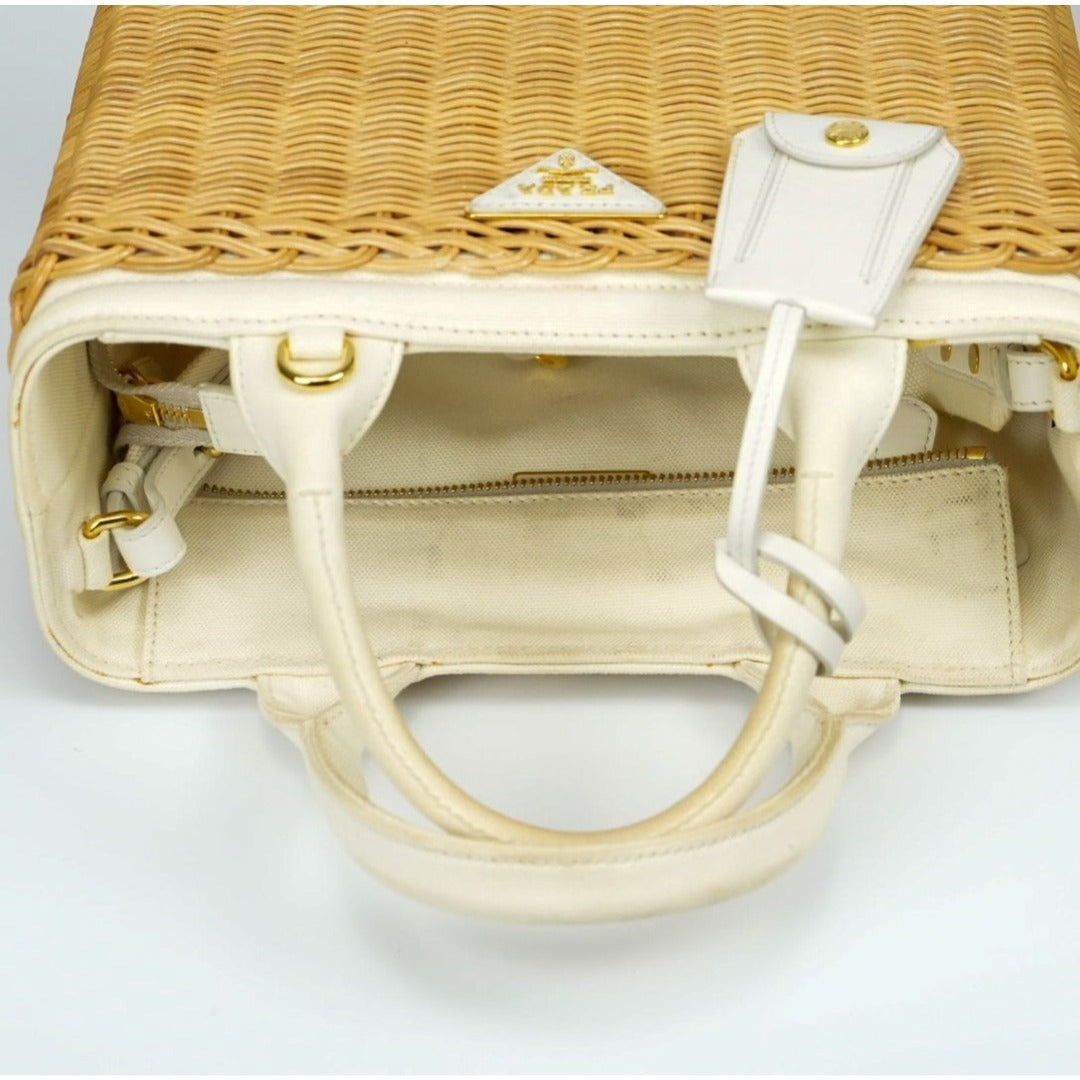 PRADA プラダ カナパ カゴバッグ ウィッカー ラフィア キャンバス