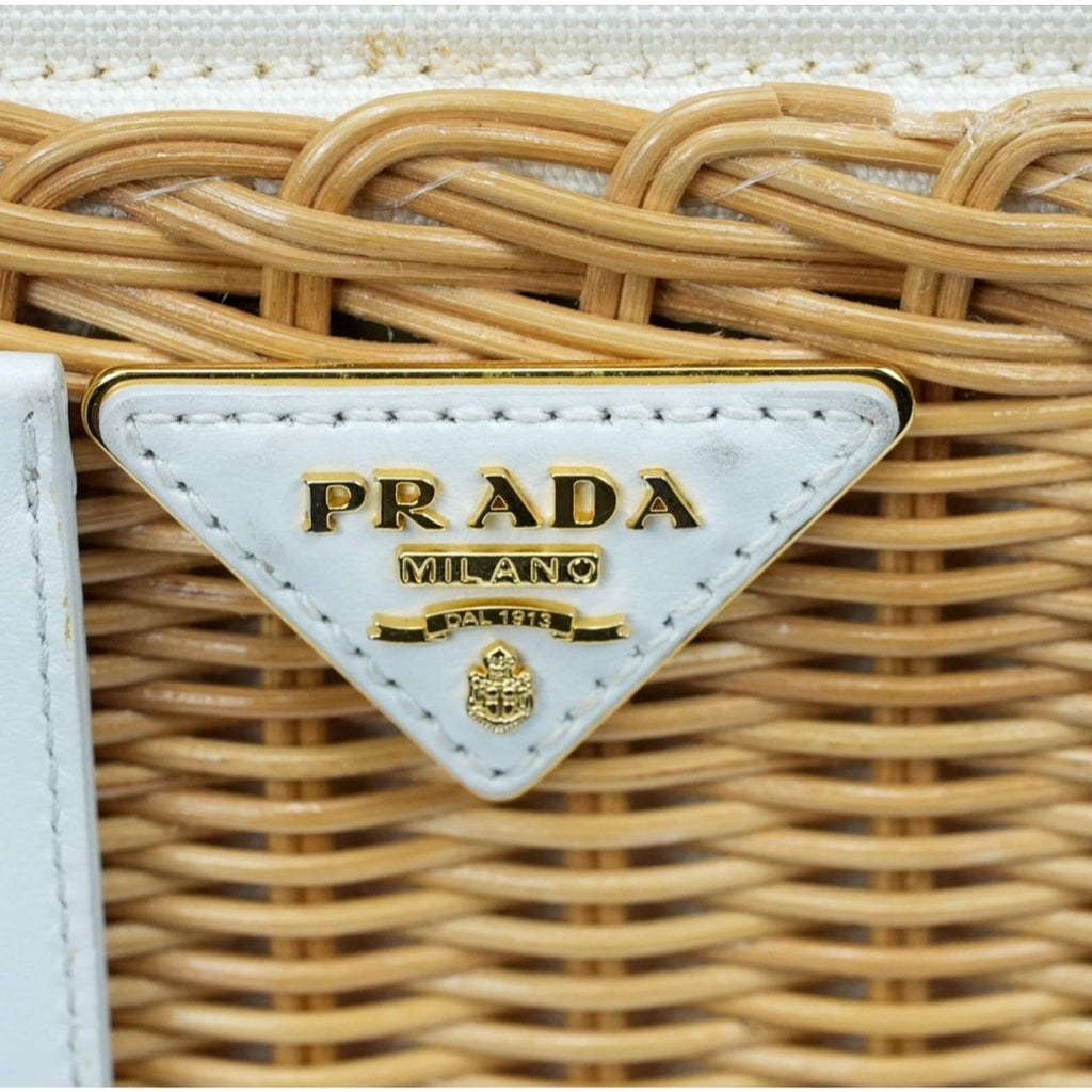 PRADA プラダ カナパ カゴバッグ ウィッカー ラフィア キャンバス