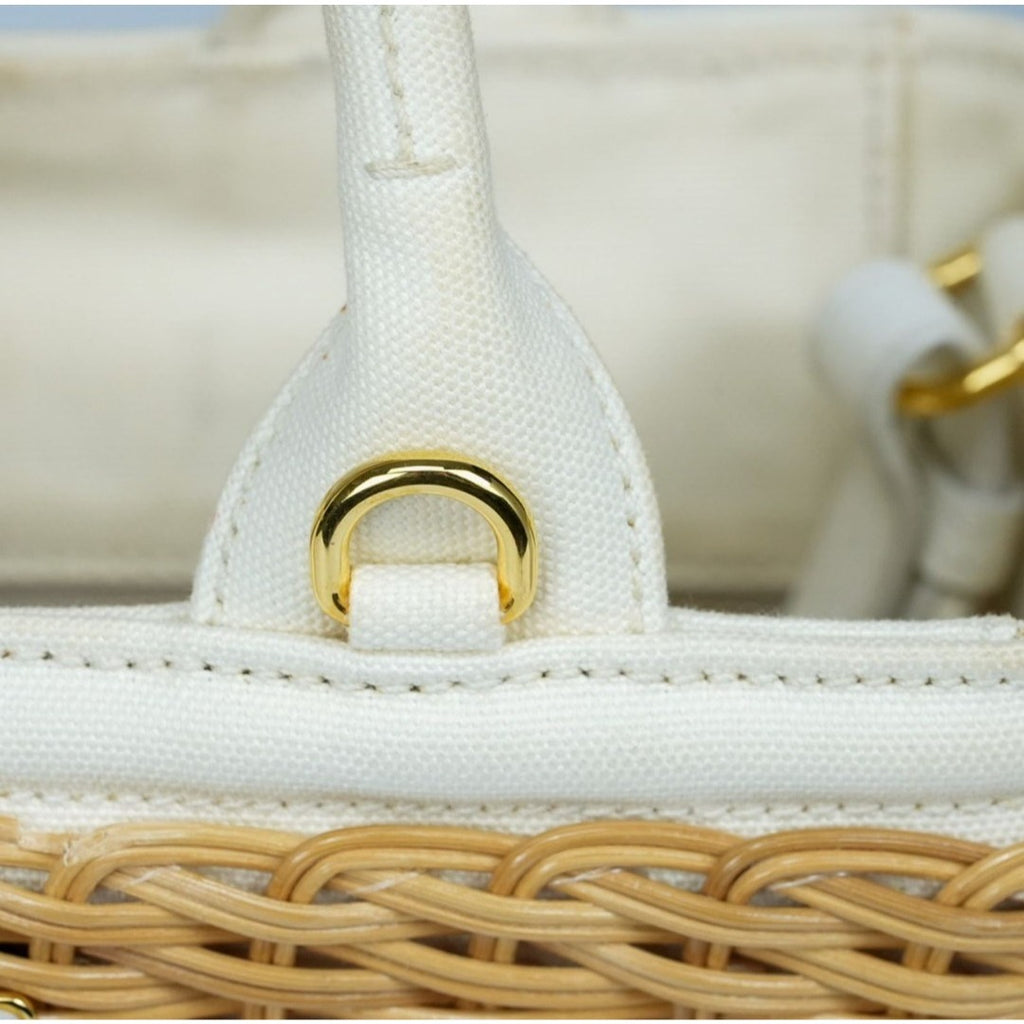 PRADA プラダ カナパ カゴバッグ ウィッカー ラフィア キャンバス
