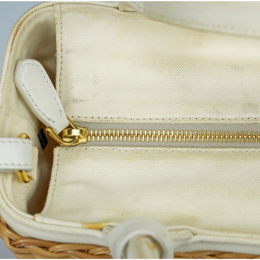 PRADA プラダ カナパ カゴバッグ ウィッカー ラフィア キャンバス