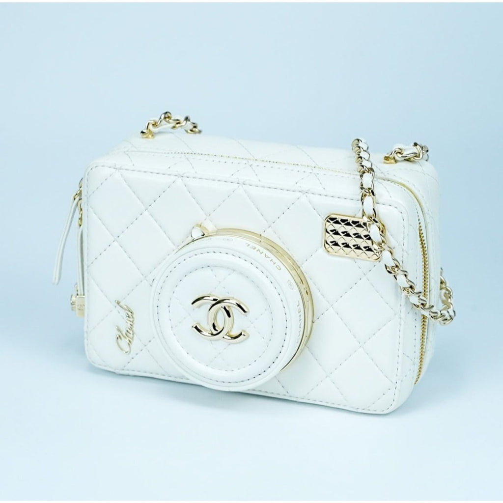 CHANEL シャネル カメラバッグ マトラッセ ミラー付 ホワイト