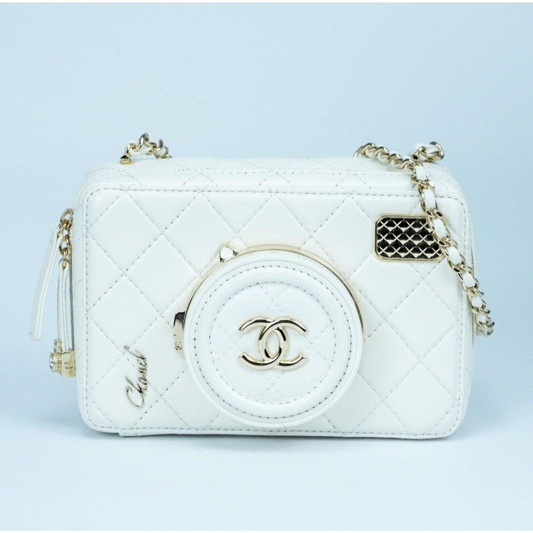CHANEL シャネル カメラバッグ マトラッセ ミラー付 ホワイト