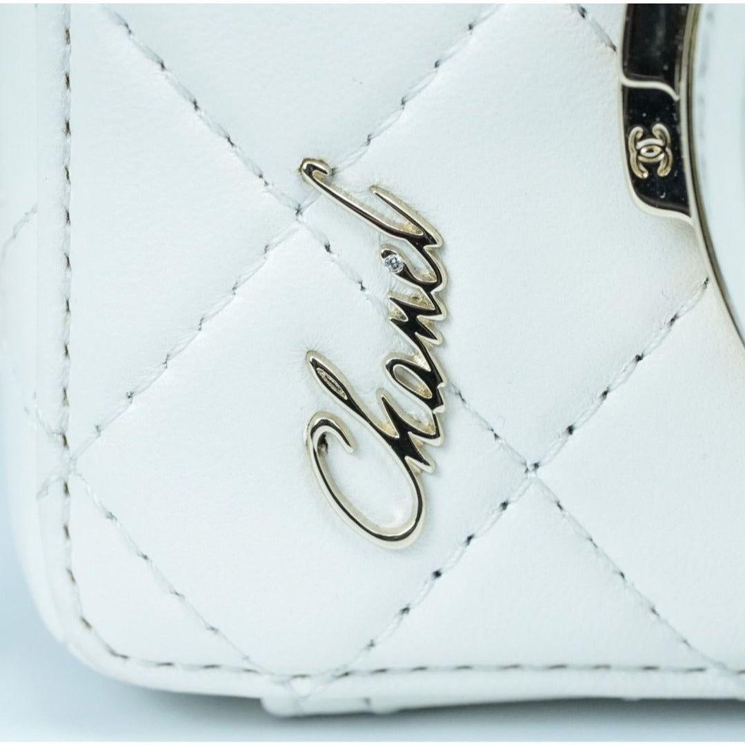 CHANEL シャネル カメラバッグ マトラッセ ミラー付 ホワイト