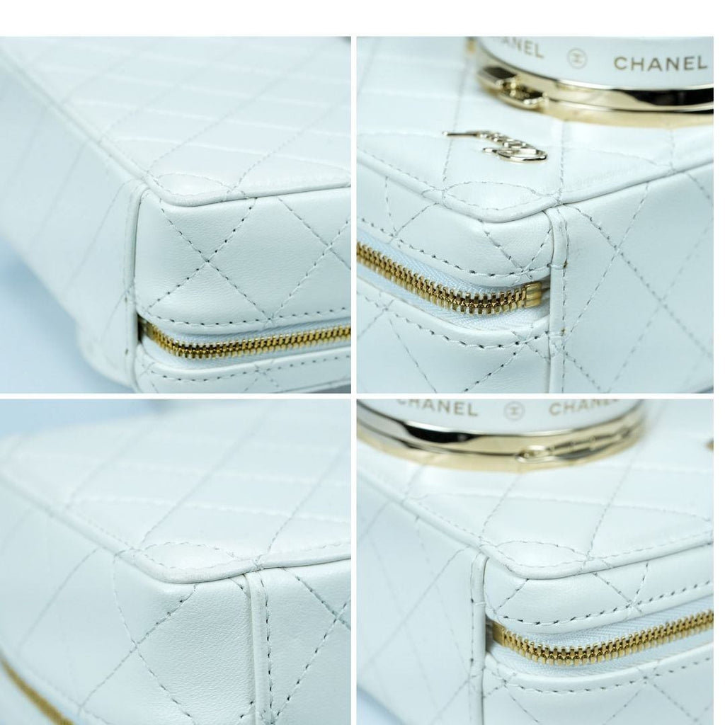 CHANEL シャネル カメラバッグ マトラッセ ミラー付 ホワイト