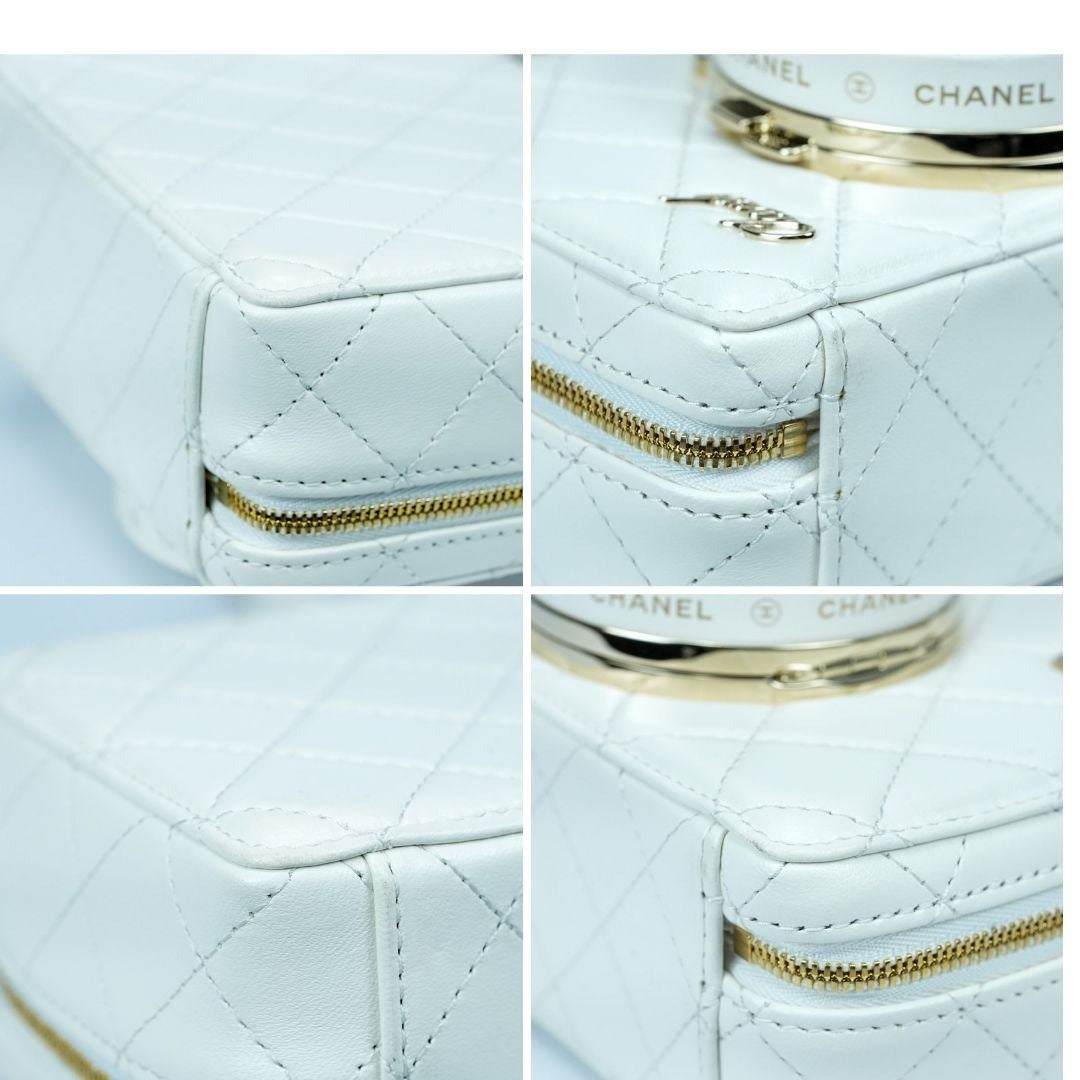 CHANEL シャネル カメラバッグ マトラッセ ミラー付 ホワイト