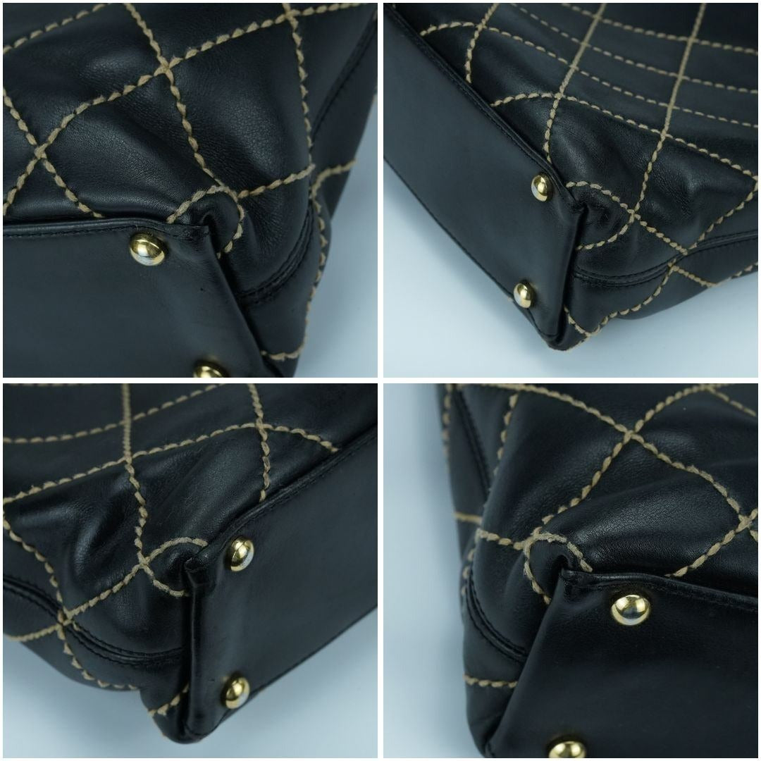 CHANEL A18126 ワイルドステッチ ブラック 黒レザー ゴールド金具