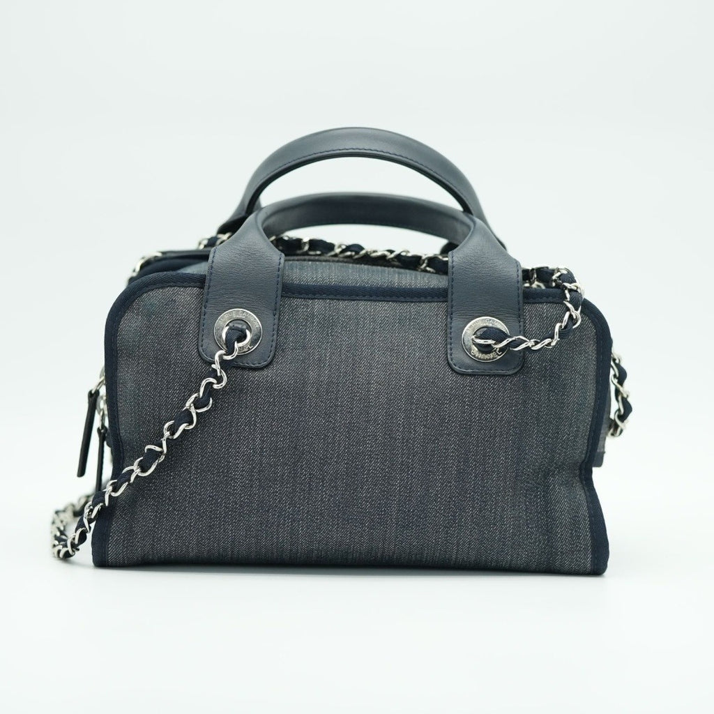 CHANEL ドーヴィルライン ボーリングバッグ ココマーク デニム ブルー