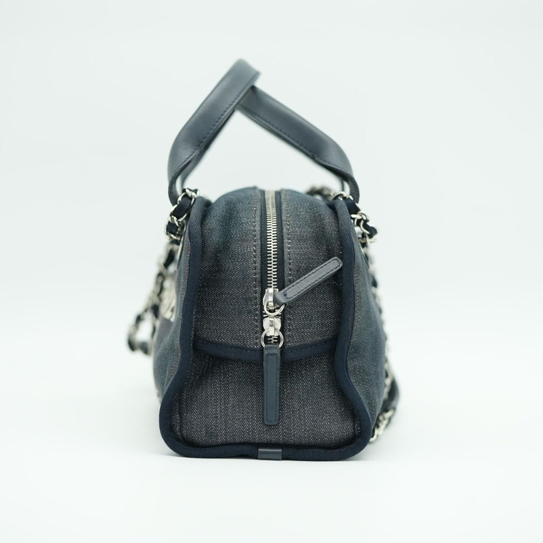 CHANEL ドーヴィルライン ボーリングバッグ ココマーク デニム ブルー