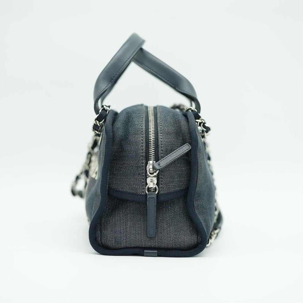 CHANEL ドーヴィルライン ボーリングバッグ ココマーク デニム ブルー