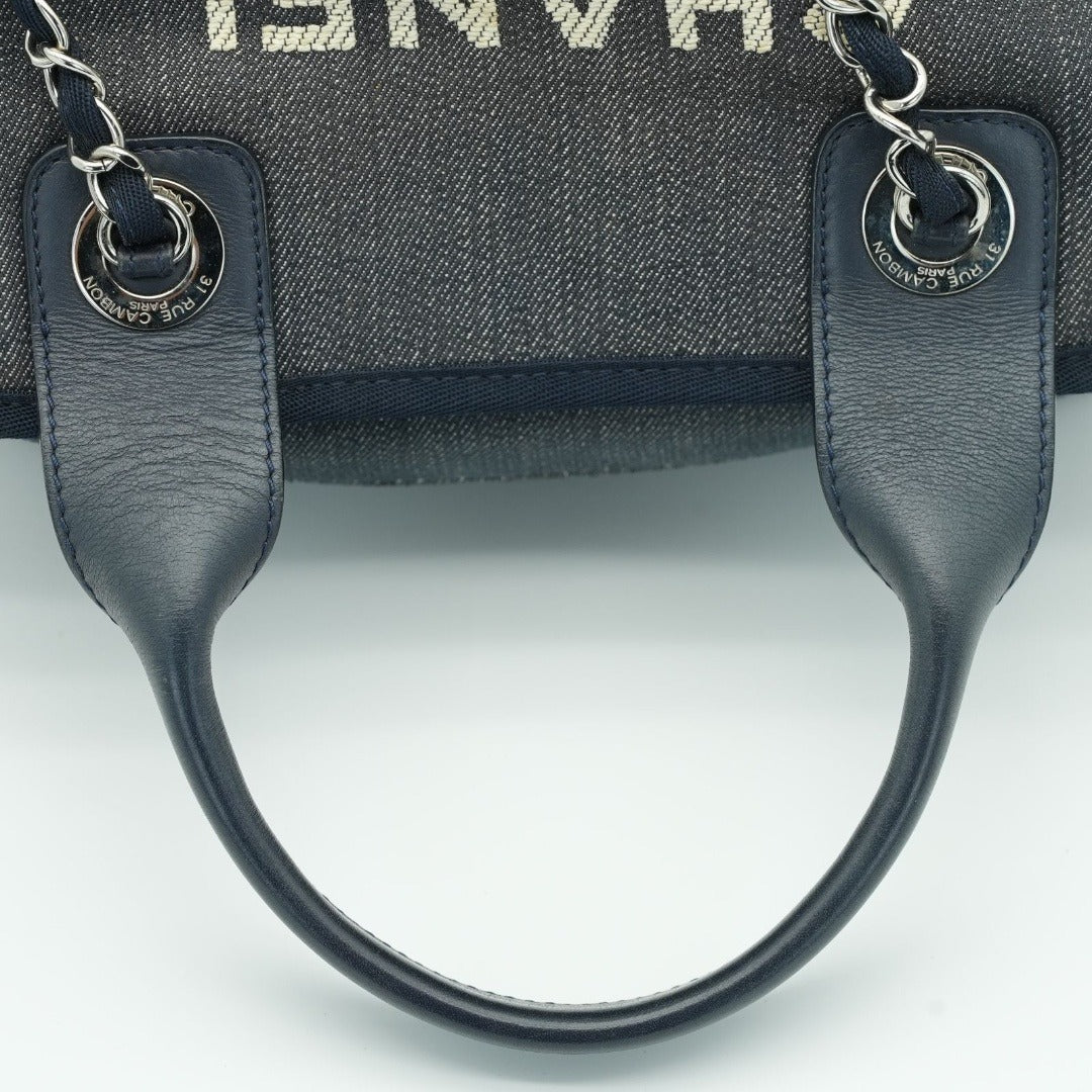 CHANEL ドーヴィルライン ボーリングバッグ ココマーク デニム ブルー