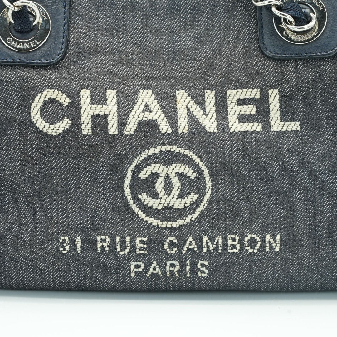 CHANEL ドーヴィルライン ボーリングバッグ ココマーク デニム ブルー