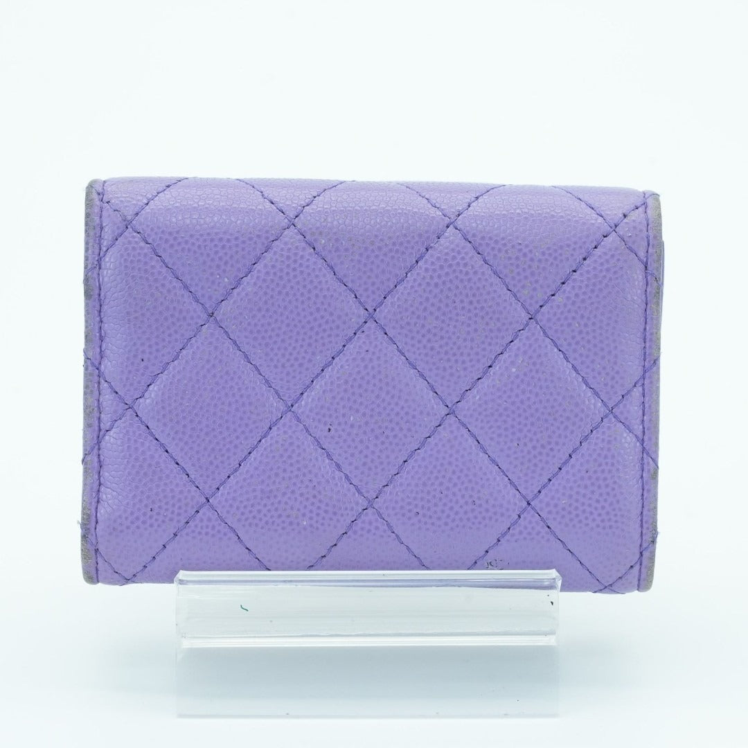 CHANEL マトラッセ 二つ折り財布 コンパクト パープル レディース