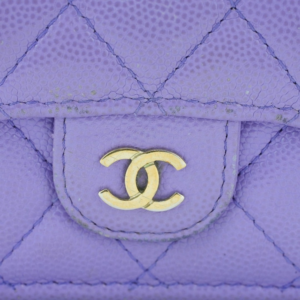 CHANEL マトラッセ 二つ折り財布 コンパクト パープル レディース