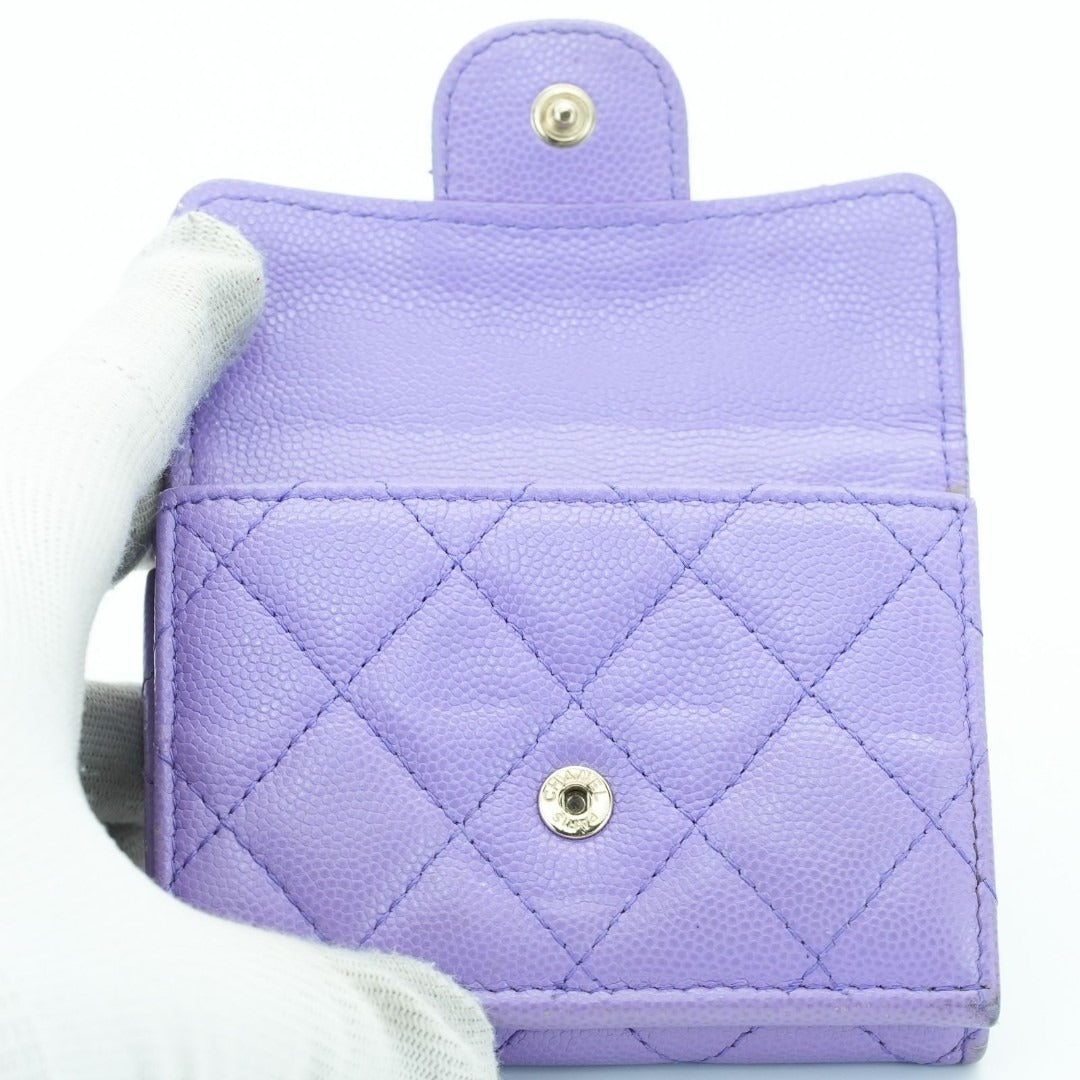 CHANEL マトラッセ 二つ折り財布 コンパクト パープル レディース