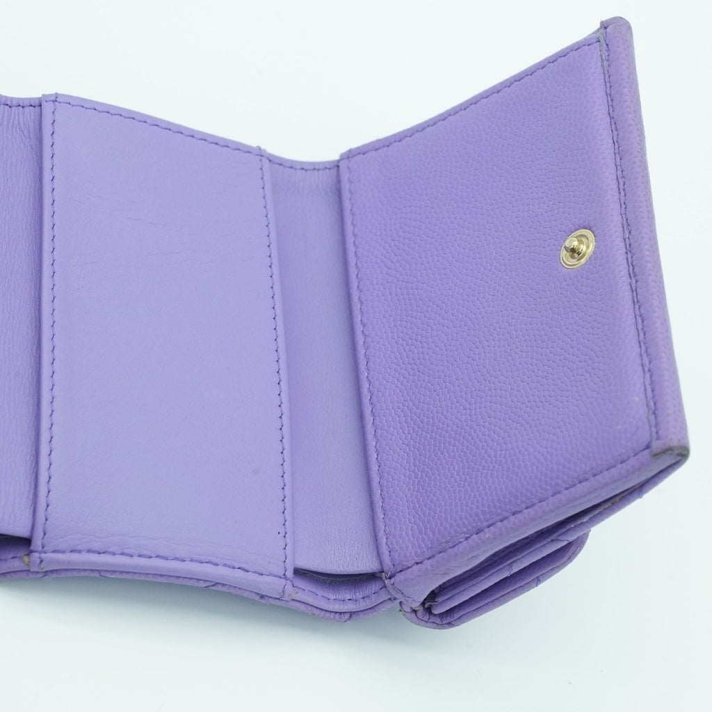 CHANEL マトラッセ 二つ折り財布 コンパクト パープル レディース