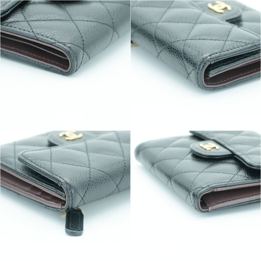 CHANEL マトラッセ 二つ折り財布 カードケース ブラック 箱 保存袋