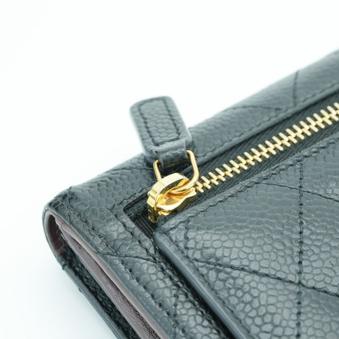 CHANEL マトラッセ 二つ折り財布 カードケース ブラック 箱 保存袋