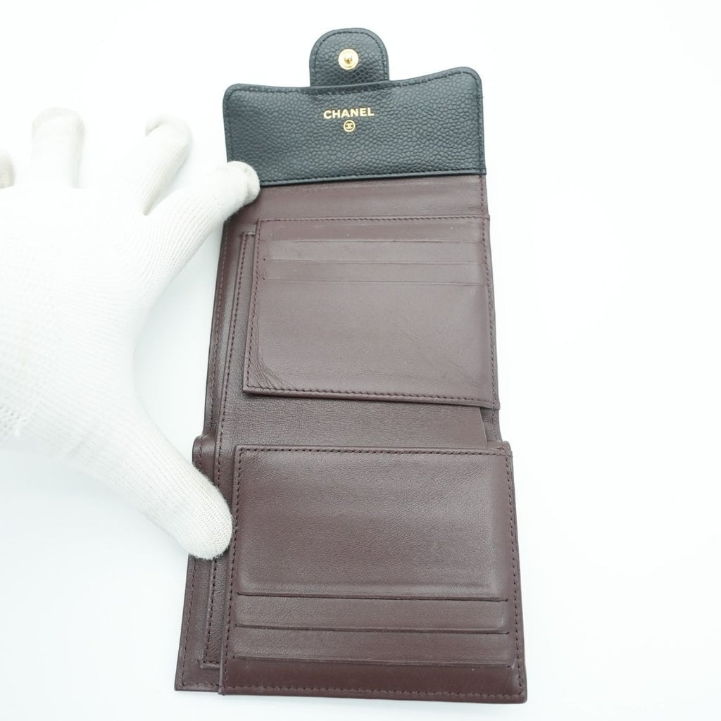 CHANEL マトラッセ 二つ折り財布 カードケース ブラック 箱 保存袋