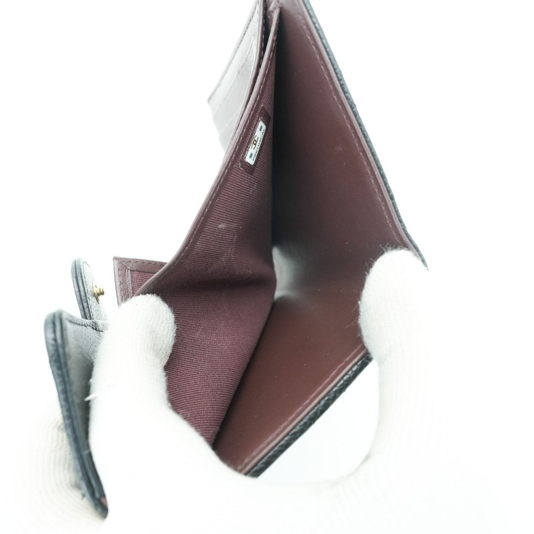 CHANEL マトラッセ 二つ折り財布 カードケース ブラック 箱 保存袋