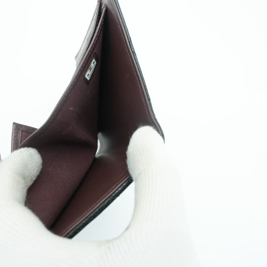 CHANEL マトラッセ 二つ折り財布 カードケース ブラック 箱 保存袋