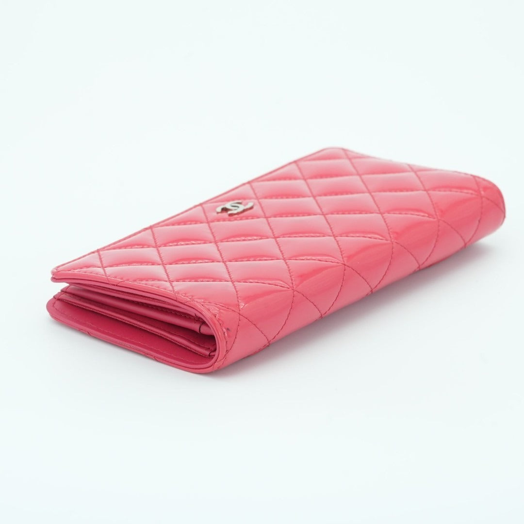 CHANEL マトラッセ 長財布 エナメル ピンク箱 保存袋ギャランティーカード