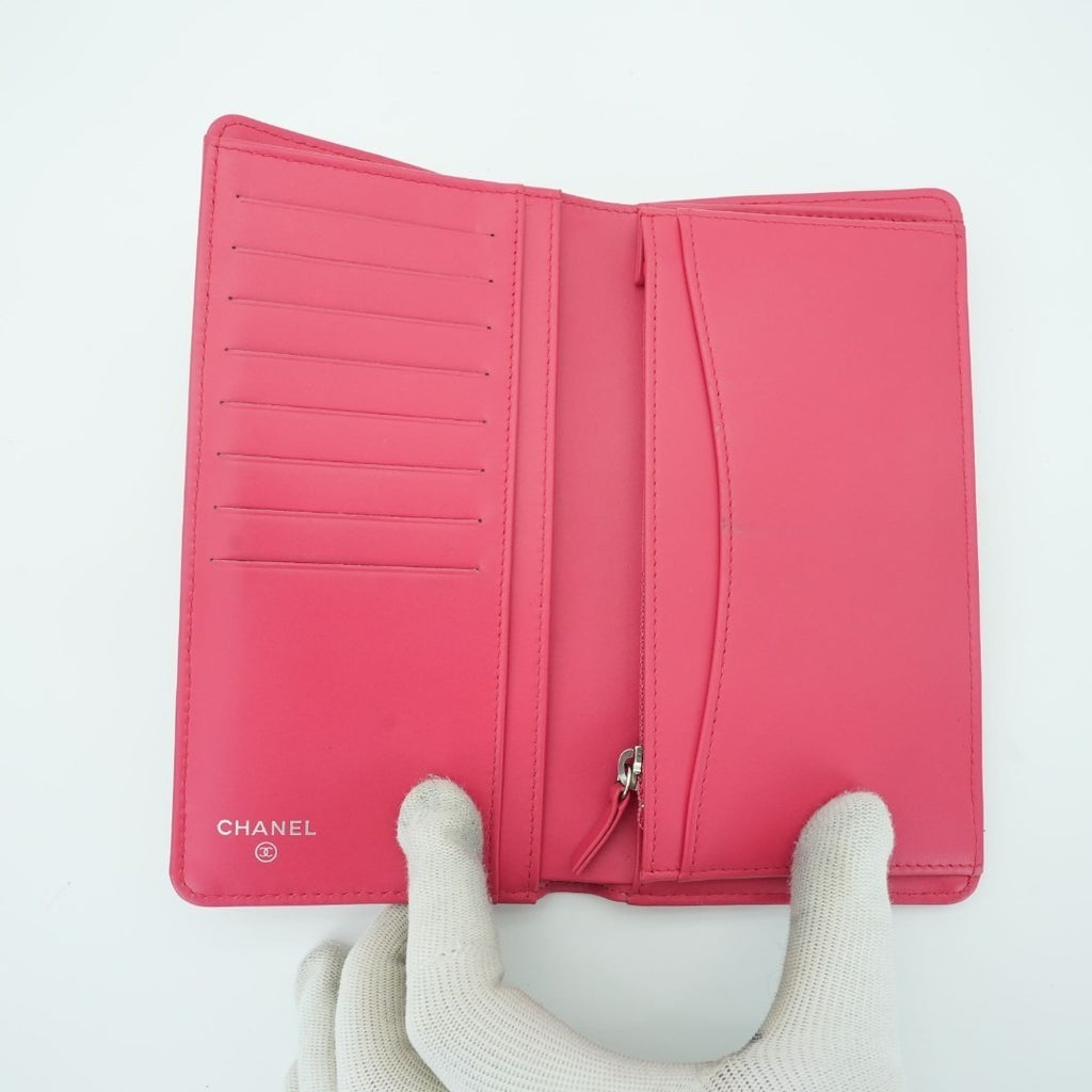 CHANEL マトラッセ 長財布 エナメル ピンク箱 保存袋ギャランティーカード