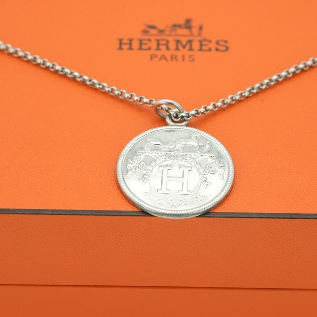 HERMES エクスリブリスMM ネックレス ネックレス コイン シルバー箱