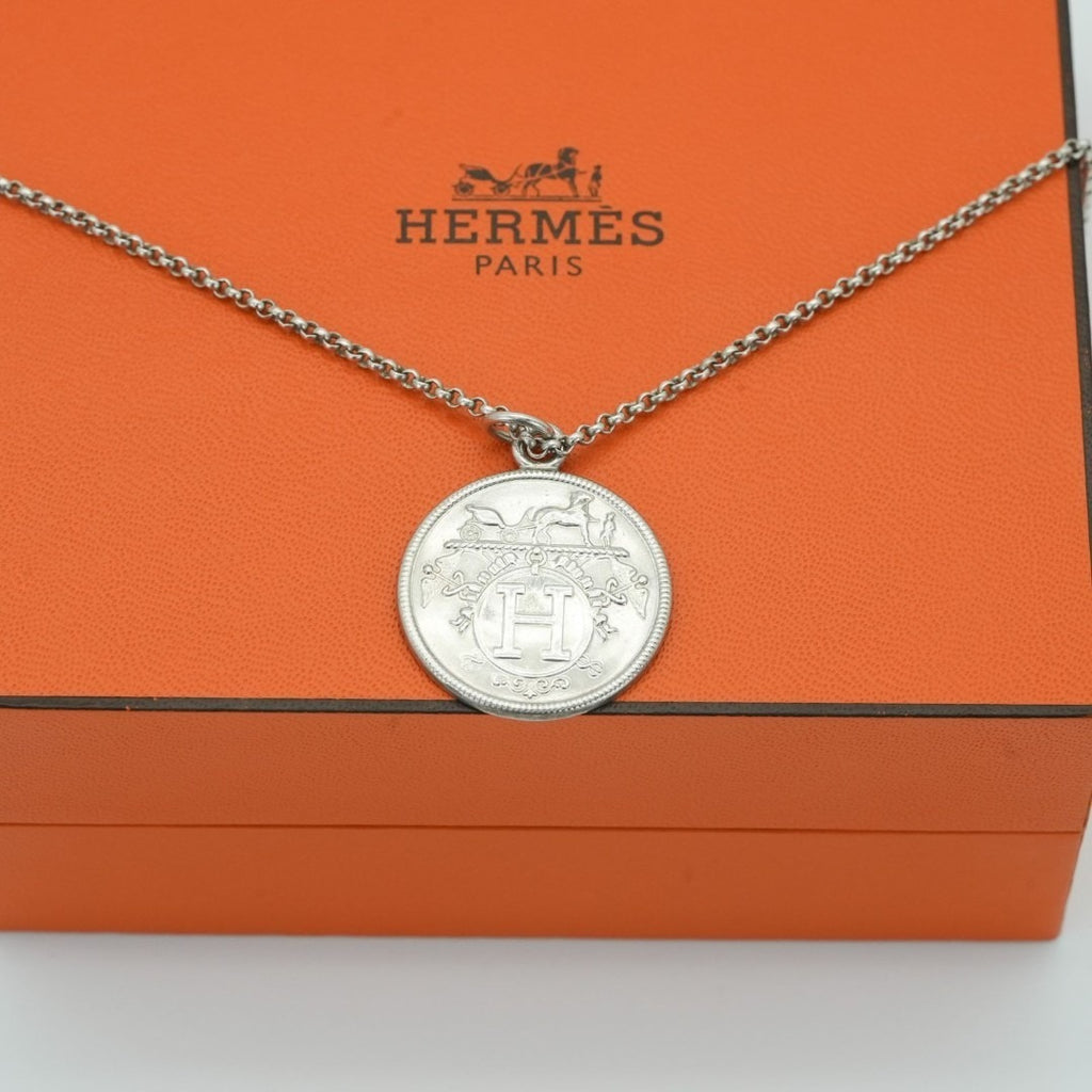 HERMES エクスリブリスMM ネックレス ネックレス コイン シルバー箱