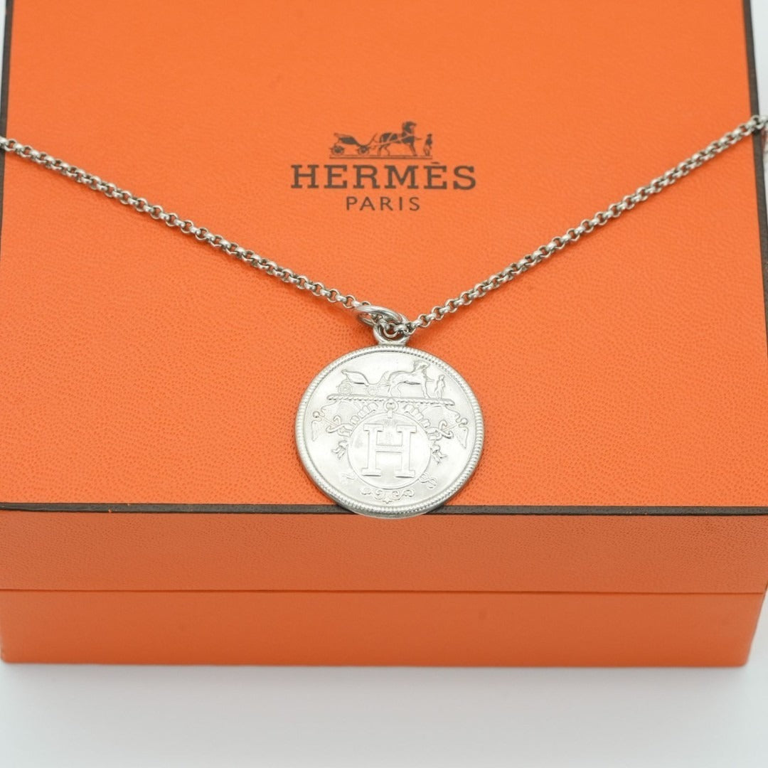 HERMES エクスリブリスMM ネックレス ネックレス コイン シルバー箱