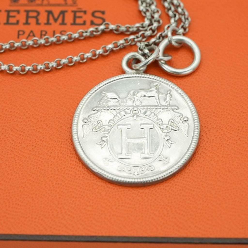 HERMES エクスリブリスMM ネックレス ネックレス コイン シルバー箱