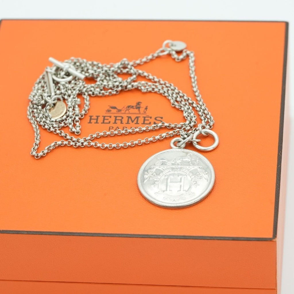 HERMES エクスリブリスMM ネックレス ネックレス コイン シルバー箱