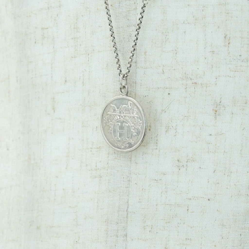 HERMES エクスリブリスMM ネックレス ネックレス コイン シルバー箱