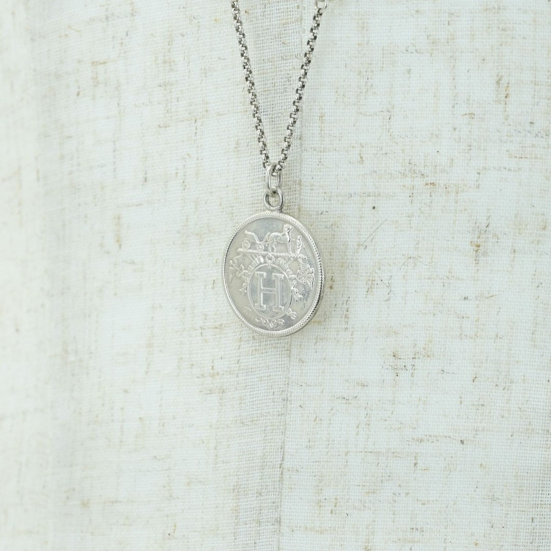 HERMES エクスリブリスMM ネックレス ネックレス コイン シルバー箱