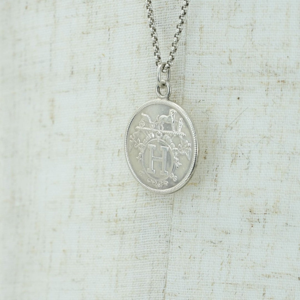 HERMES エクスリブリスMM ネックレス ネックレス コイン シルバー箱
