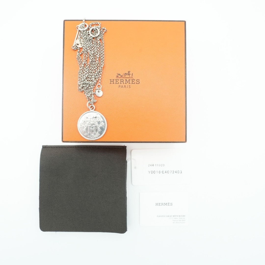 HERMES エクスリブリスMM ネックレス ネックレス コイン シルバー箱