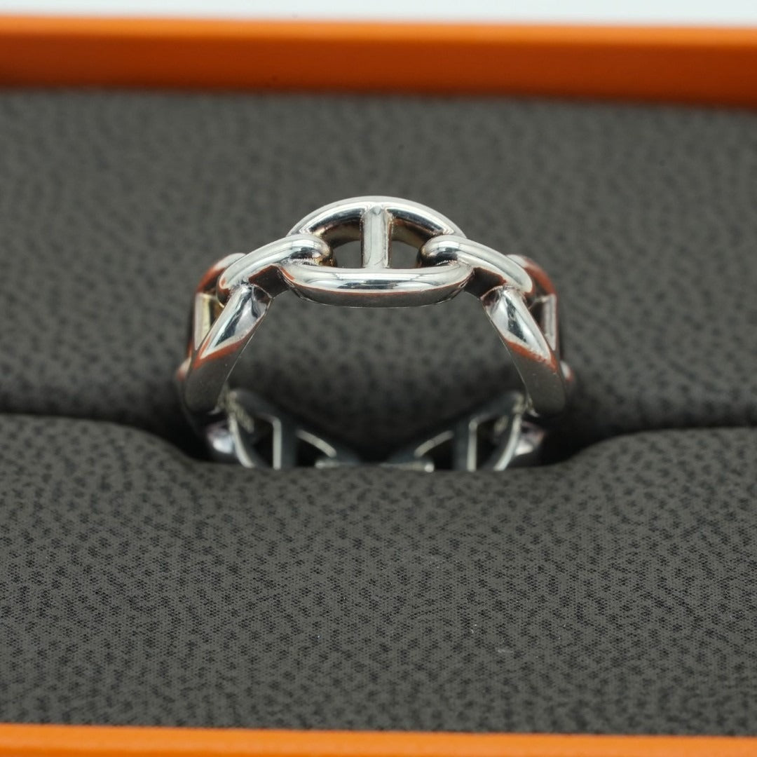 HERMES アンシェネ シェーヌダンクル 指輪シルバー 箱 SV925 #56
