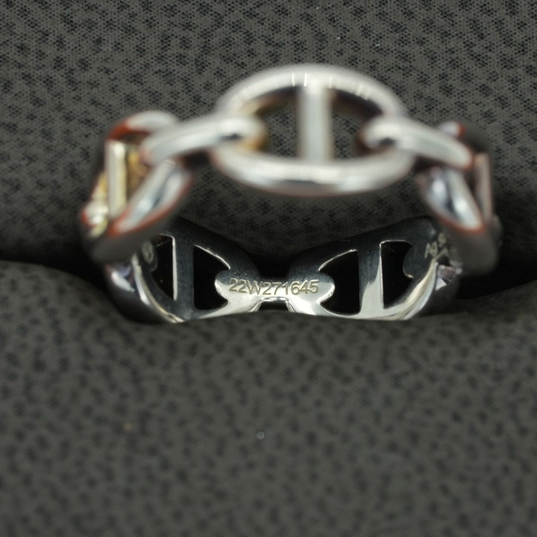 HERMES アンシェネ シェーヌダンクル 指輪シルバー 箱 SV925 #56