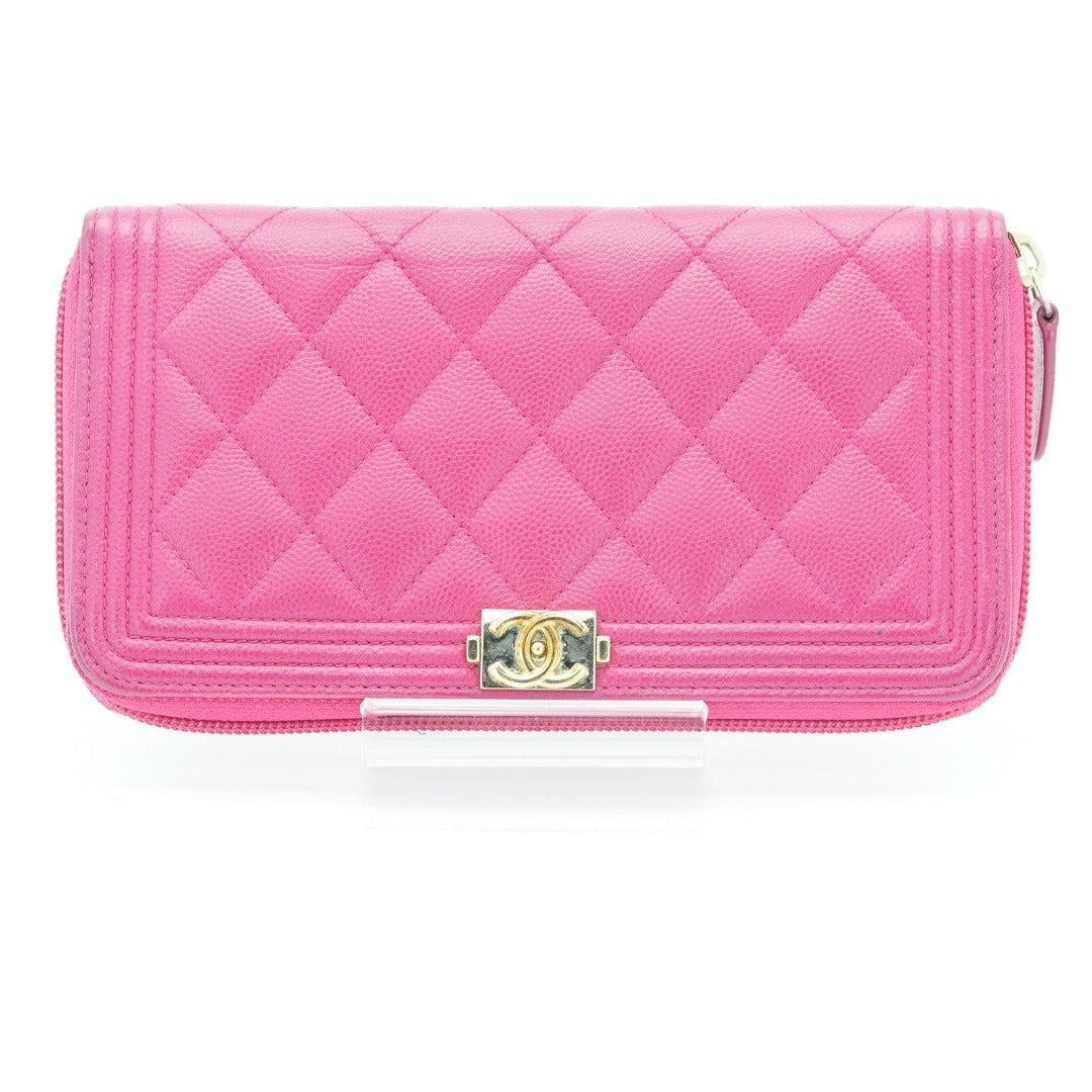 CHANEL ボーイシャネル キャビアスキン 長財布 ピンク G金具 23番台