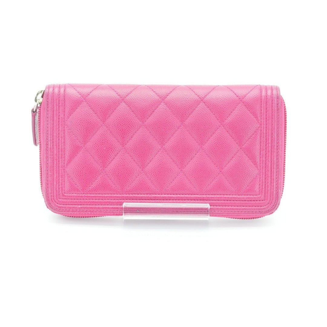 CHANEL ボーイシャネル キャビアスキン 長財布 ピンク G金具 23番台