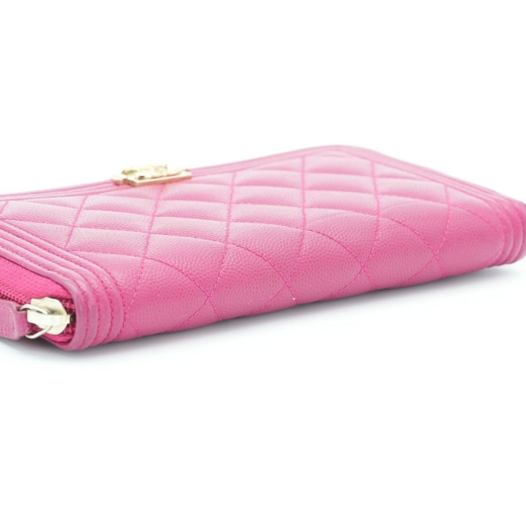 CHANEL ボーイシャネル キャビアスキン 長財布 ピンク G金具 23番台