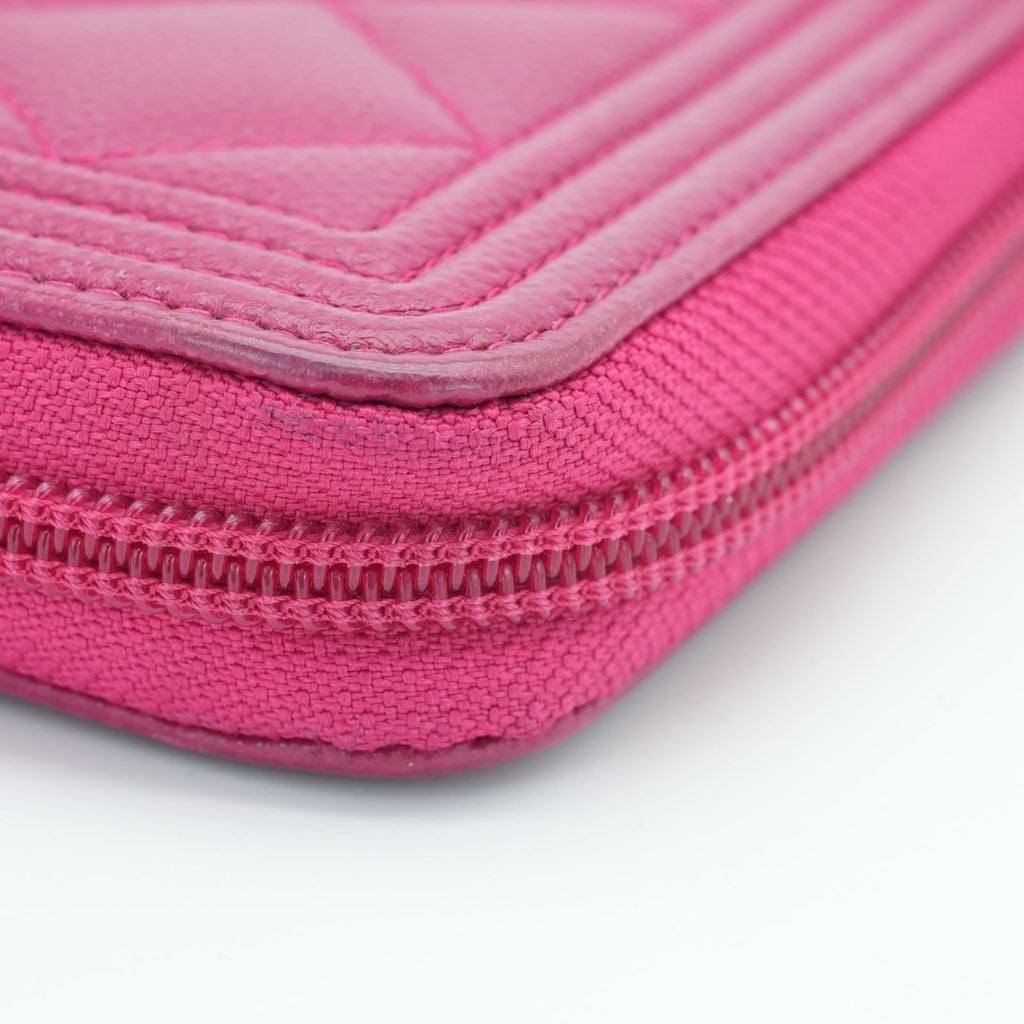 CHANEL ボーイシャネル キャビアスキン 長財布 ピンク G金具 23番台