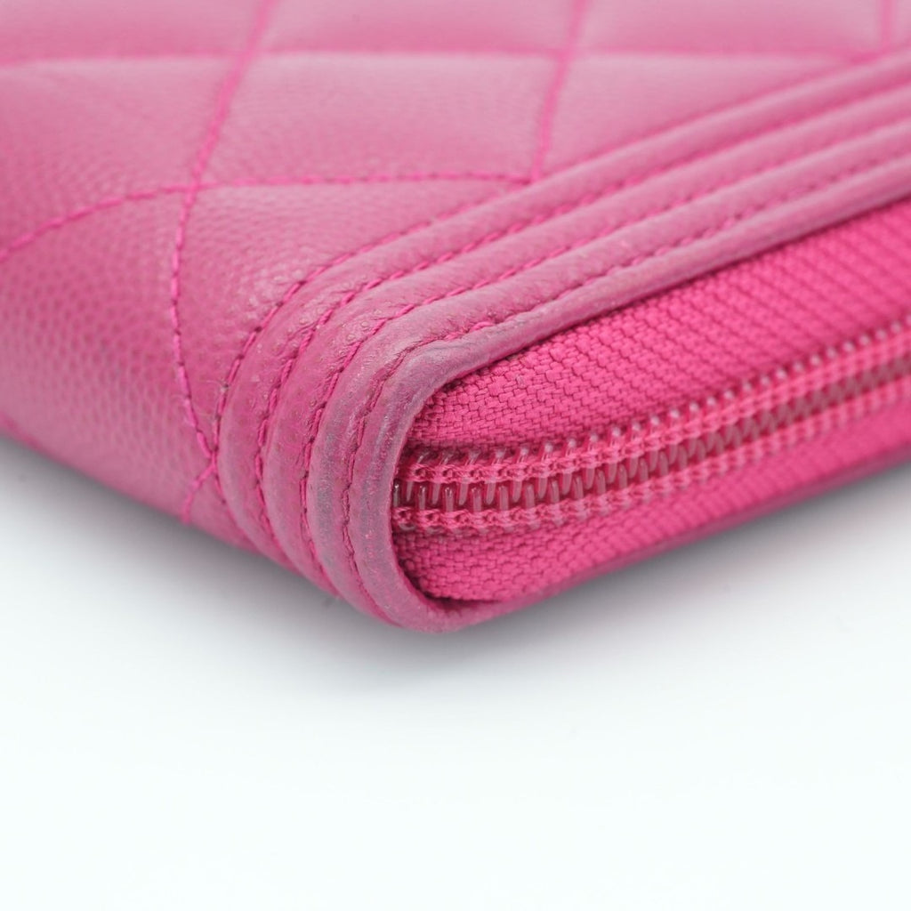 CHANEL ボーイシャネル キャビアスキン 長財布 ピンク G金具 23番台